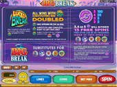 Big Break Video Slot - Paytable 