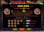 Mardi Gras Fever Video Slot - Paytable