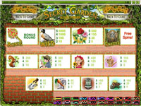 Secret Garden - Pay Table