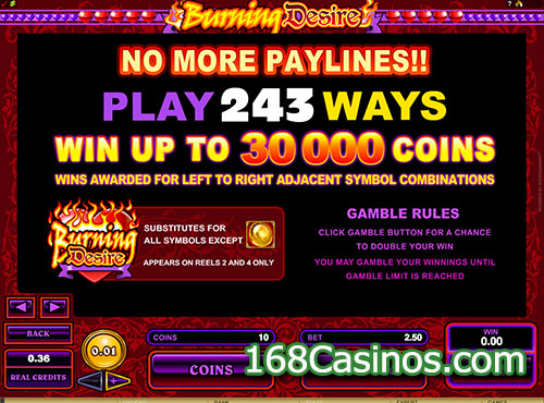 Burning Desire Slot Payout