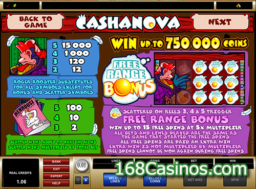 Cashanova Slot Free Range Bonus