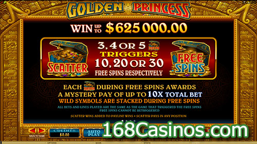 Golden Princess Slot Free Spins Bonus