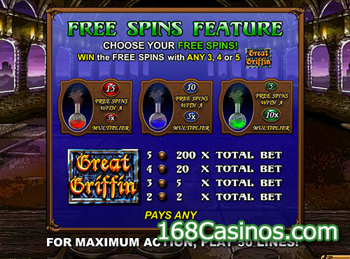 Great Griffin Video Slot Free Spins Feature