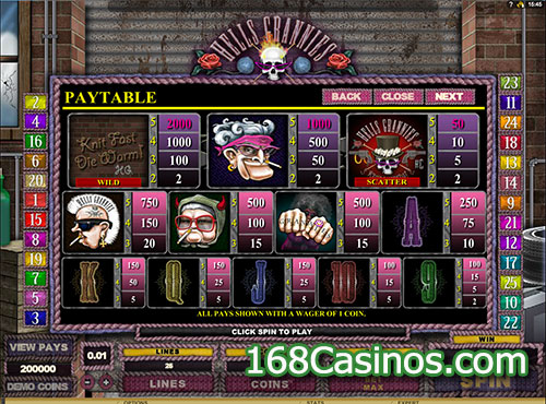 Hells Grannies Slot Paytable