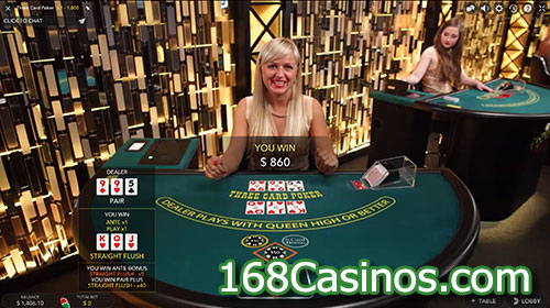 Live 3 Card Poker Game