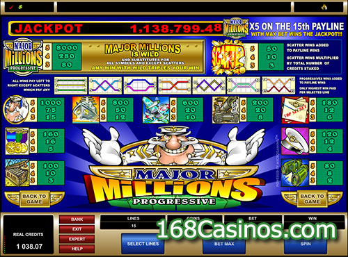 Major Millions 5 Reel Slot Payline