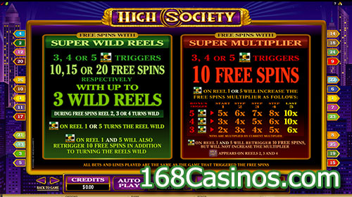 High Society Slot Free Spin Games