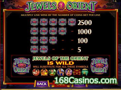 Jewels of the Orient Video Slot - Wild Bonus