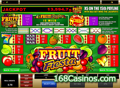 Fruit Fiesta 5-Reel Online Slot Paytable