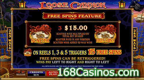 Loose Cannon Video Slot Free Spins Feature