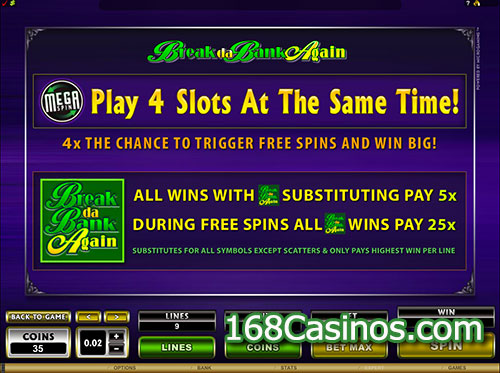 Mega Spins Break da Bank Again Online Slot Free Spins