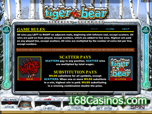 Tiger vs Bear Video Slot Game Rule