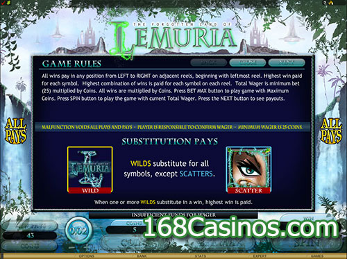 The Forgotten Land of Lemuria Online Slot Bonus