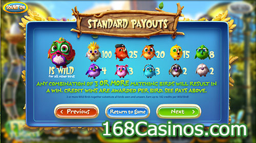 Birds Slot Standard Payout